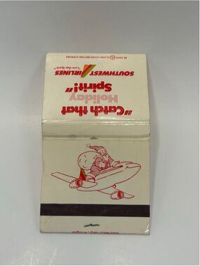 Vintage Southwest Airlines Holiday Santa Plane Matchbook Used